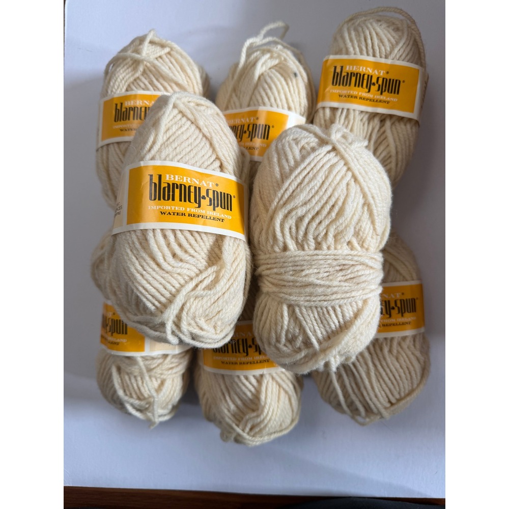 VTG Bernat Blarney Spun Irish Wool Yarn 50g/Skein Natural Knit Crochet 8 Skeins